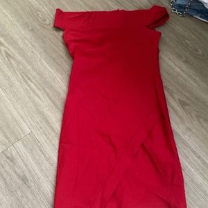 Off the shoulder red dress